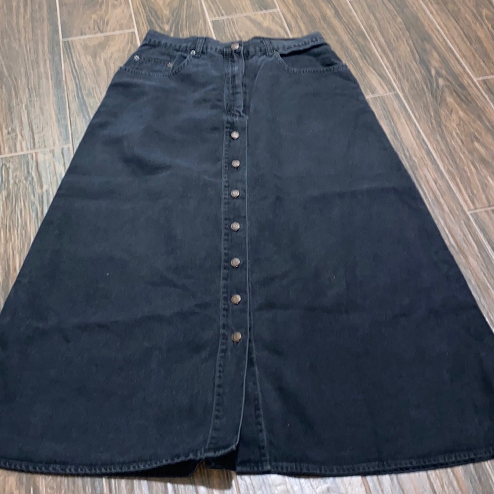 Jordache black faded long denim skirt